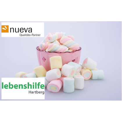 Marshmallows in Schüssel & Lebenshlfe Hartberg Logo